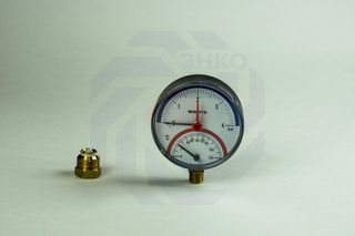 Термоманометр радиальный WATTS TMRA (F+R828) 0-120 °С 0-4 бар 80 мм ½