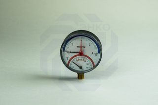 Термоманометр радиальный WATTS TMRA (F+R828) 0-120 °С 0-4 бар 80 мм ½